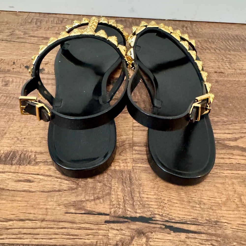 Stuart Weitzman Jelrose Black Gold Rose Jelly Sandals Women's Size 10 S - Picture 5 of 7
